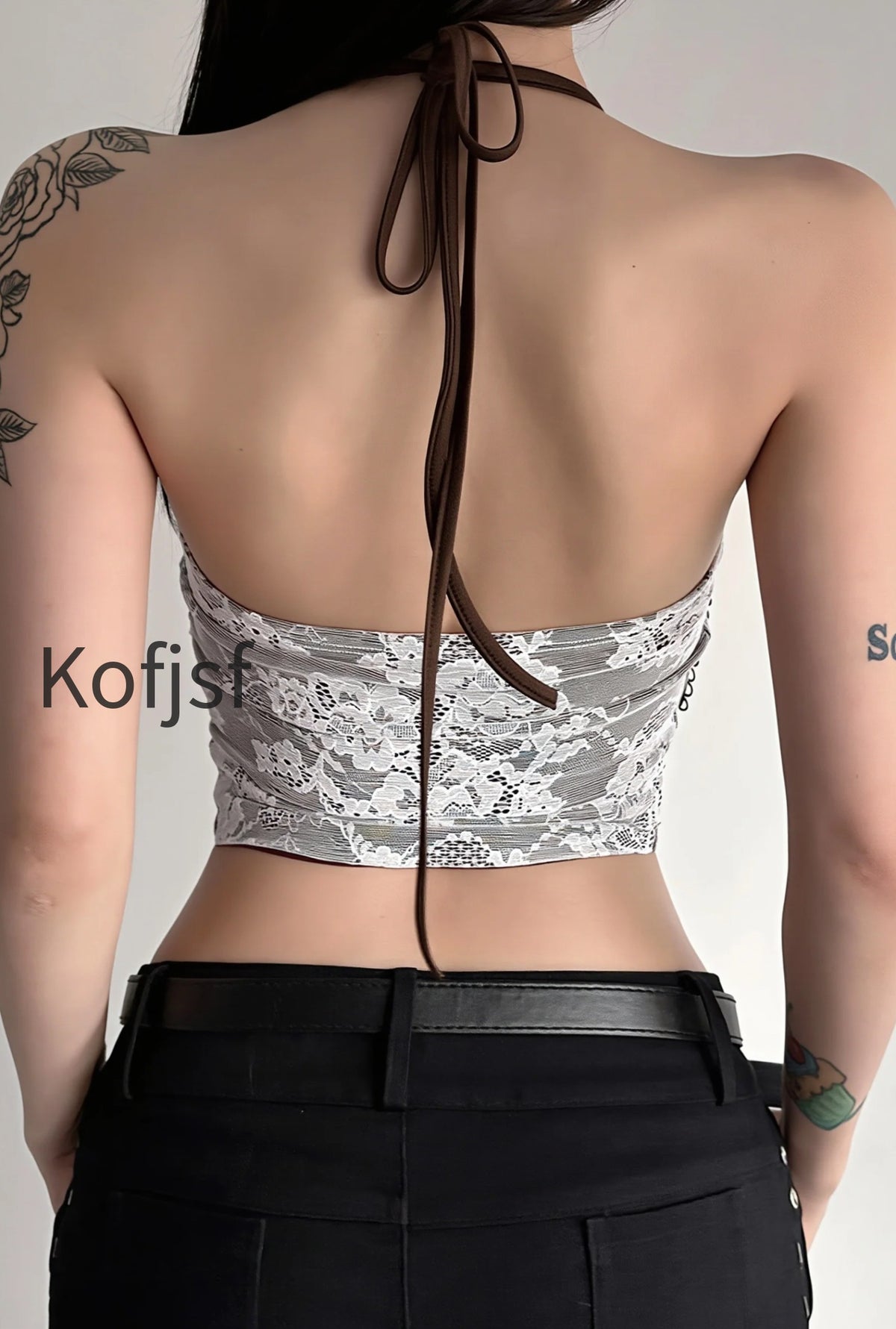 chic-color-block-lace-insert-tie-waist-backless-halter-top