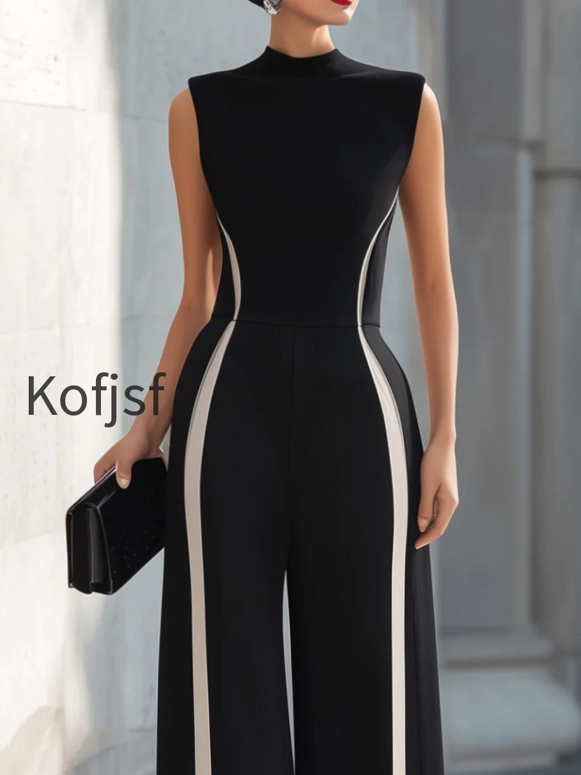 high-neck-contrast-panel-wide-leg-jumpsuit