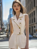 white-sleeveless-blazer-romper-with-gold-trim