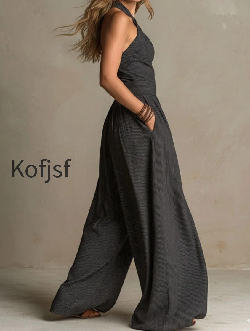 boho-charcoal-crisscross-halter-pinstripe-wide-leg-jumpsuit