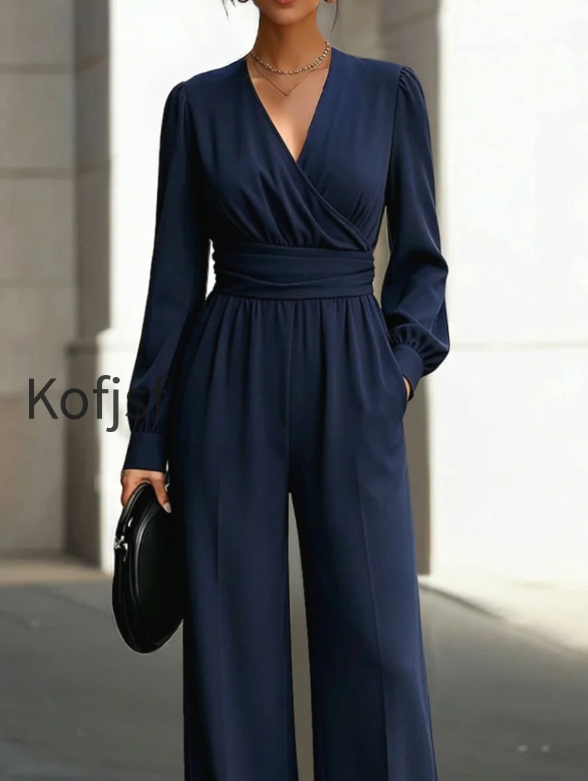 draped-v-neck-long-sleeve-wide-leg-jumpsuit