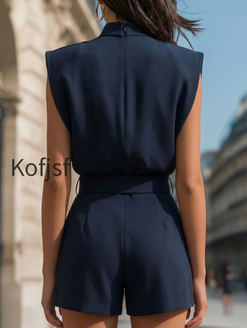 high-neck-cutout-belted-tailored-romper