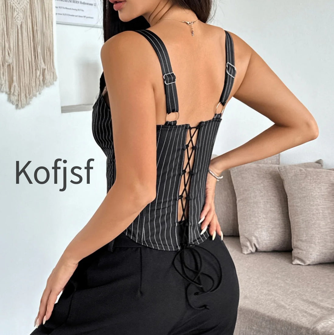 striped-color-block-ruffle-trim-boned-cami-top