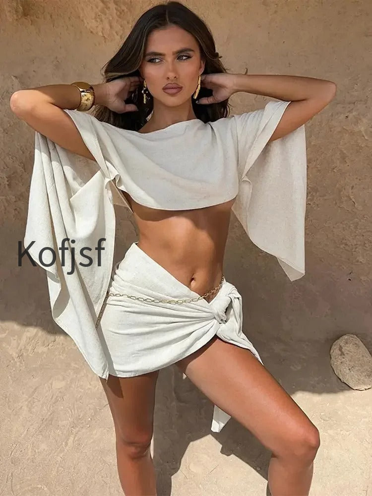 white-cotton-linen-elegant-summer-mini-two-piece-skirt-set