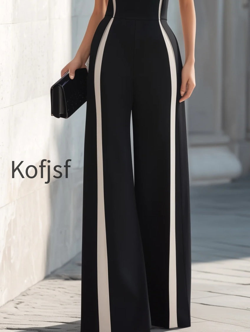 high-neck-contrast-panel-wide-leg-jumpsuit