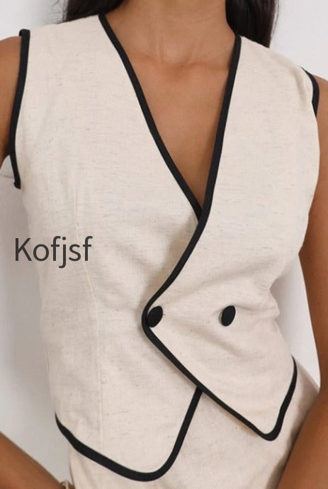 sleeveless-v-neck-vest-skirt-cotton-skirt-set