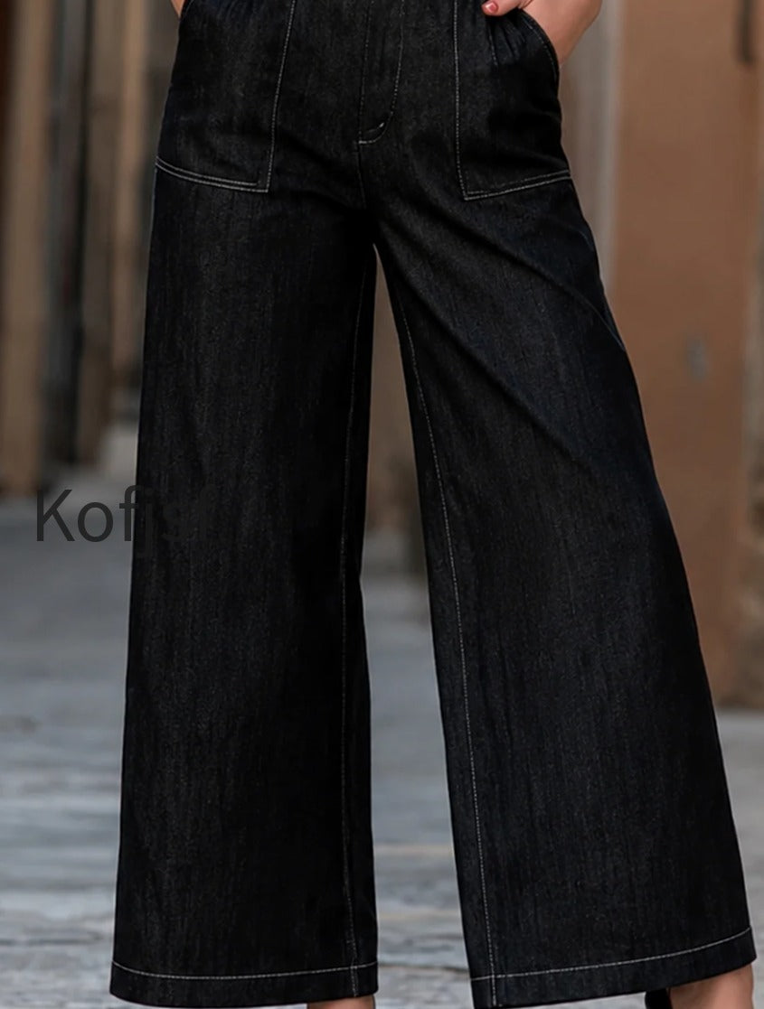 deep-v-neck-belted-denim-wide-leg-jumpsuit