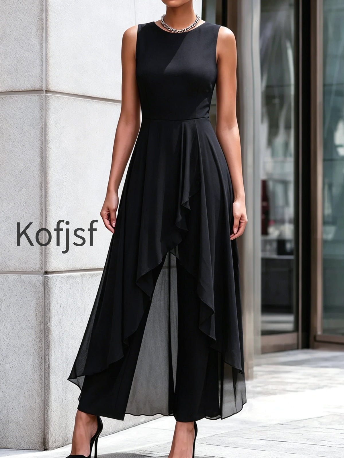 sleeveless-layered-chiffon-overlay-jumpsuit