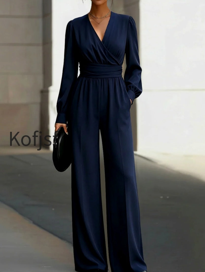 draped-v-neck-long-sleeve-wide-leg-jumpsuit