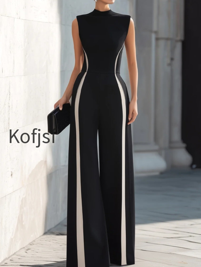 high-neck-contrast-panel-wide-leg-jumpsuit